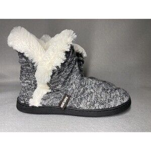 MUK LUKS slippers Women's Large 9-10 Cheyenne Shearling Faux Fur Lining Grey